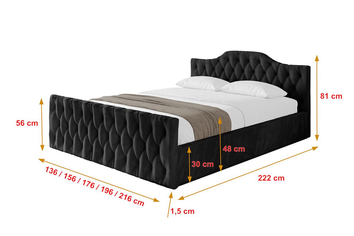 POLSTERBETT mit Bettkasten, Fußteil und Lattenrost, Boxbett mit Matratze H3/H4 - FALIO-Z-V1 120x200 Schwarz - Schwarz, Holzwerkstoff/Textil (120/200cm) - ALTDECOR