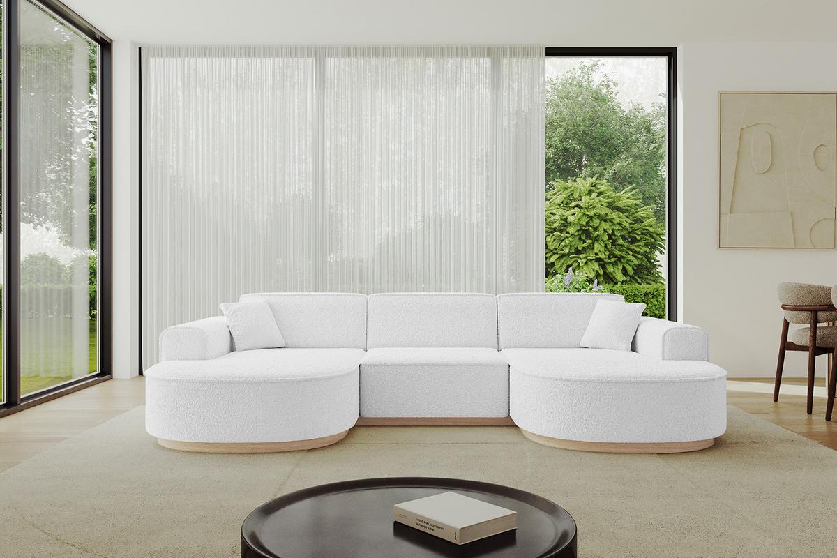 WOHNLANDSCHAFT MARI-U1-v1 - 303x171x83 cm Weiß Bouclé - Weiß, Holzwerkstoff/Textil (303/83/171cm) - ALTDECOR