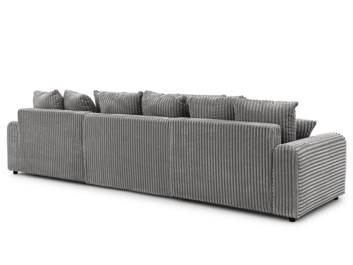 WOHNLANDSCHAFT Calma mit Schlaffunktion und Bettkasten im Bumpy-Design aus weichem Grau Plüschcord - Beige/Schwarz, Holz/Textil (336/88/140cm) - S-Style