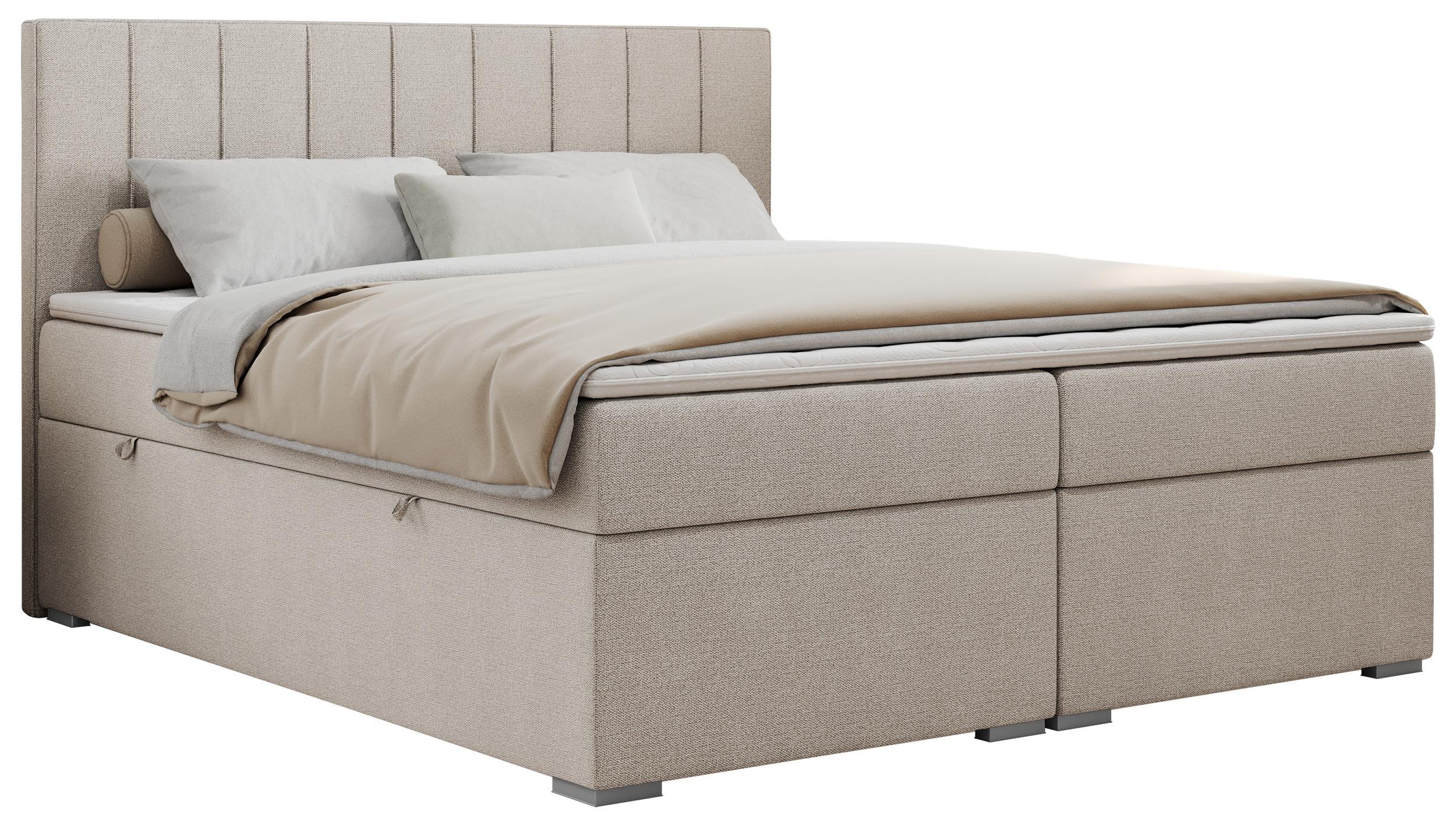 BOXBETT ALLY 160/200 Beige Struktur - H3 - Beige, Holz/Textil (160/200cm) - MKS