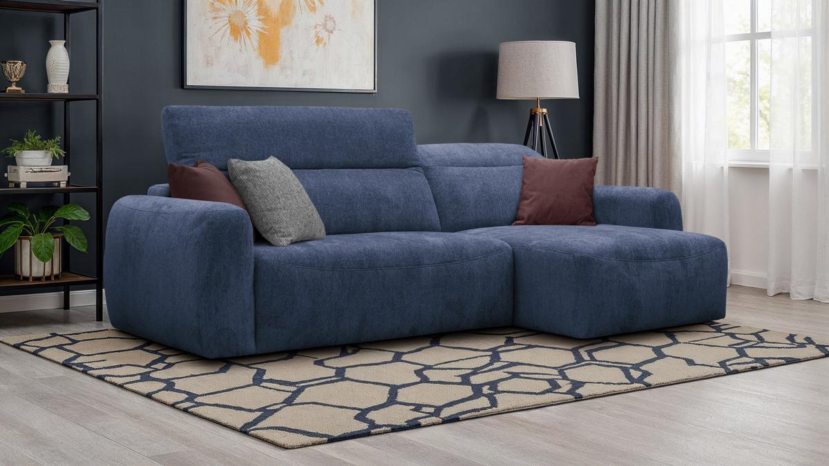 ECKSOFA NERO 4-Sitzer, dunkelblau - Schwarz/Dunkelblau, Holz/Textil (272/81/159cm) - Wozimo