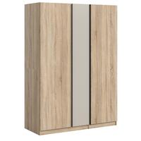 KLEIDERSCHRANK Eiche Sonoma, Kaschmir 3-türig 130 x 183 cm, Drehtürenschrank inklusive Einlegeböden - Kaschmir/Eichefarben, Holzwerkstoff/Kunststoff (130/183/53cm) - Inn.Furn