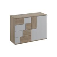 KOMMODE ESTRADA 121/85/45 cm mit 4 Schubladen 1 Türen Sonoma Eiche - Weiß/Sonoma Eiche, Holzwerkstoff (121/85/45cm) - MASSENO