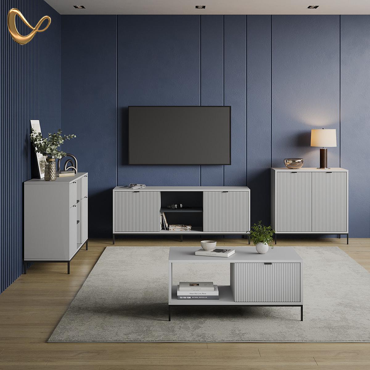 COUCHTISCH Aterno Grau mit einer Schublade - Grau, Holzwerkstoff (50/90/45cm) - Livinity®