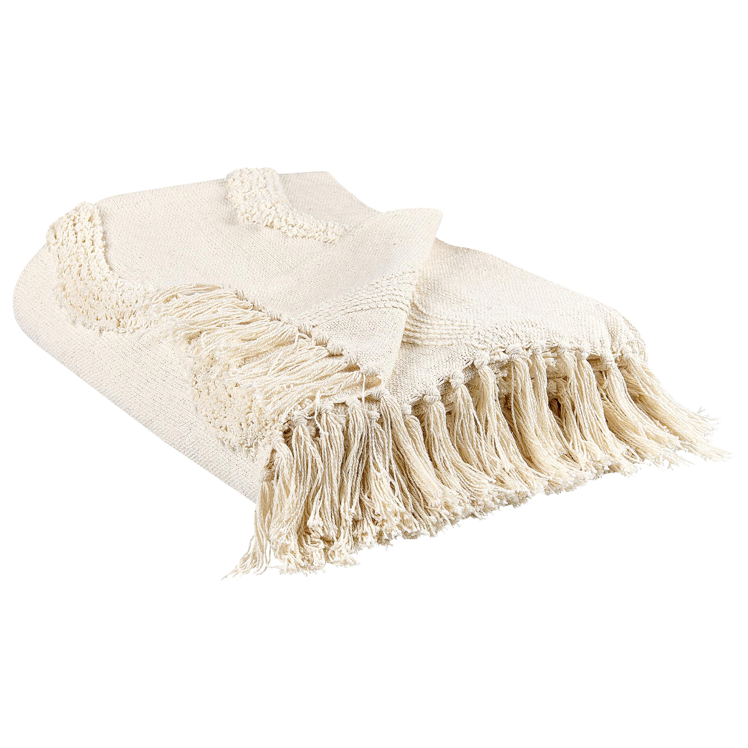DECKE Helles Beige Khari 125/150 cm - Beige, Naturmaterialien/Textil (125/150cm) - Beliani