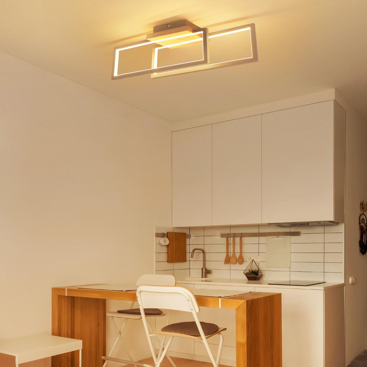 LED DECKENLEUCHTE Bralyn 48/13/16 cm - Braun, Holz/Metall (48/13/16cm) - ZMH