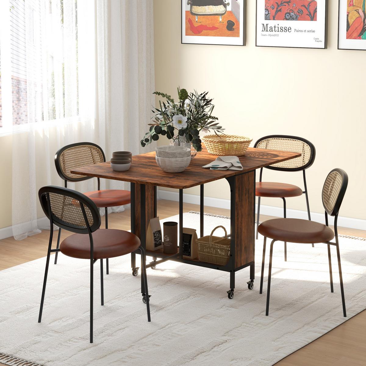 ESSTISCH klappbar, Mobiler Klapptisch für 6 Personen, mit Ablage Hellbraun - Dunkelbraun, Textil (130/80/74cm) - HOMCOM