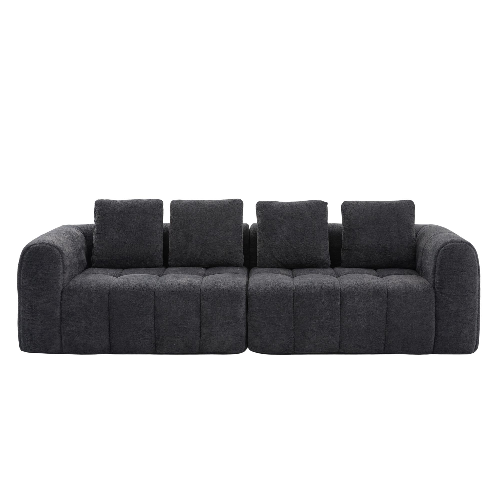 4-SITZER SOFA Modulares Dunkelgrau Samtstoff 260cm Montagefrei - Dunkelgrau, Textil (260/70/95.5cm) - Urban Meuble