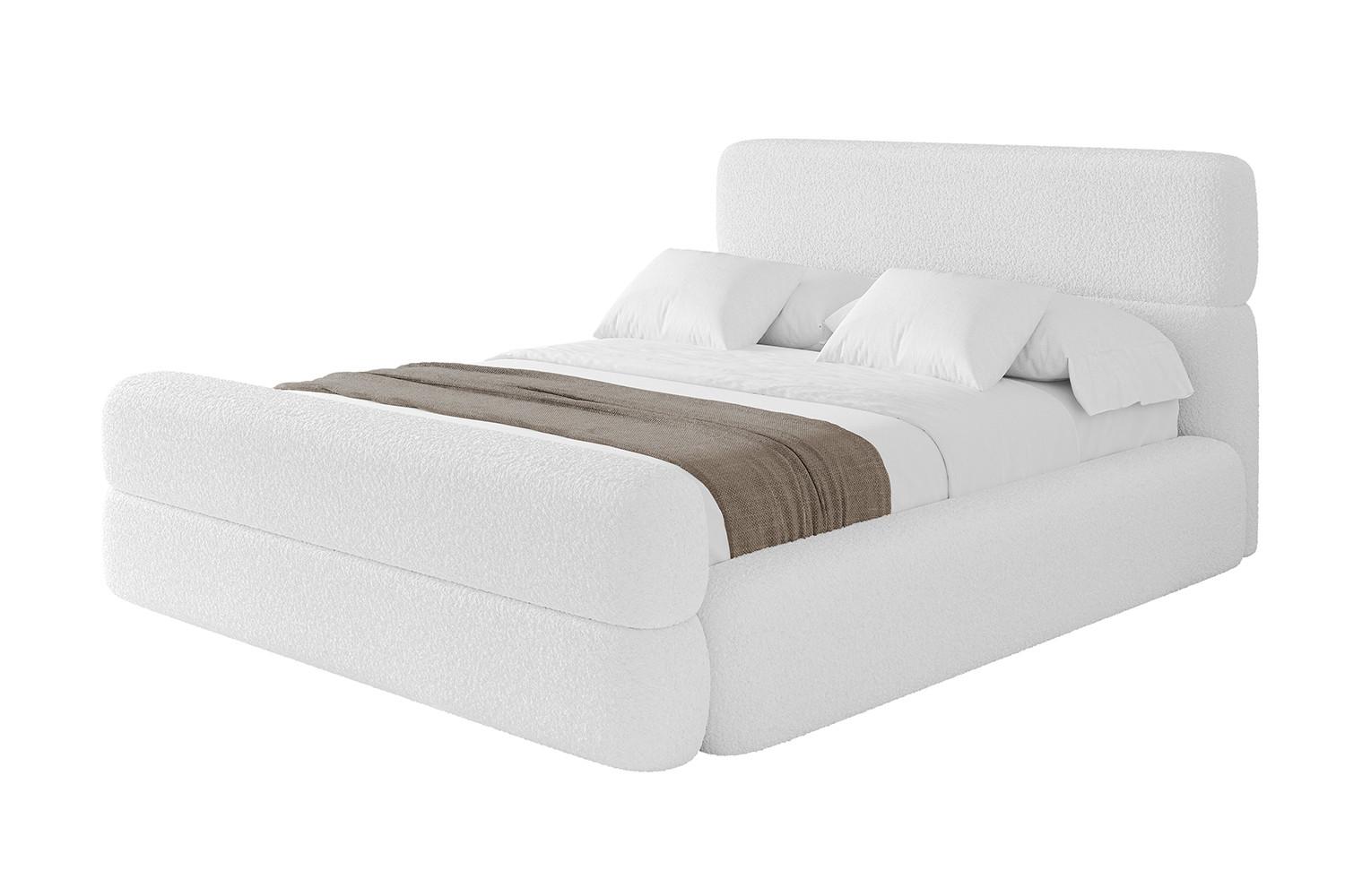 POLSTERBETT mit Bettkasten, Fußteil und Lattenrost, Boxbett mit Matratze H3/H4 - ENORA-Z 120x200 Weiß - Weiß, Holzwerkstoff/Textil (120/200cm) - ALTDECOR