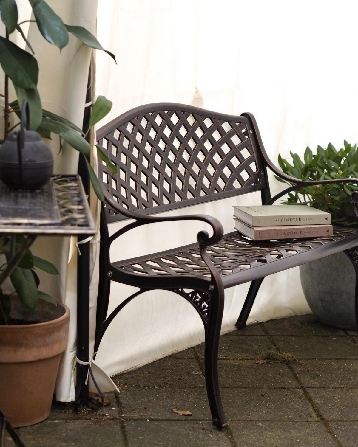 GARTENBANK 2-Sitzer Braun Staggia - Braun, Metall (104/87/56cm) - Beliani