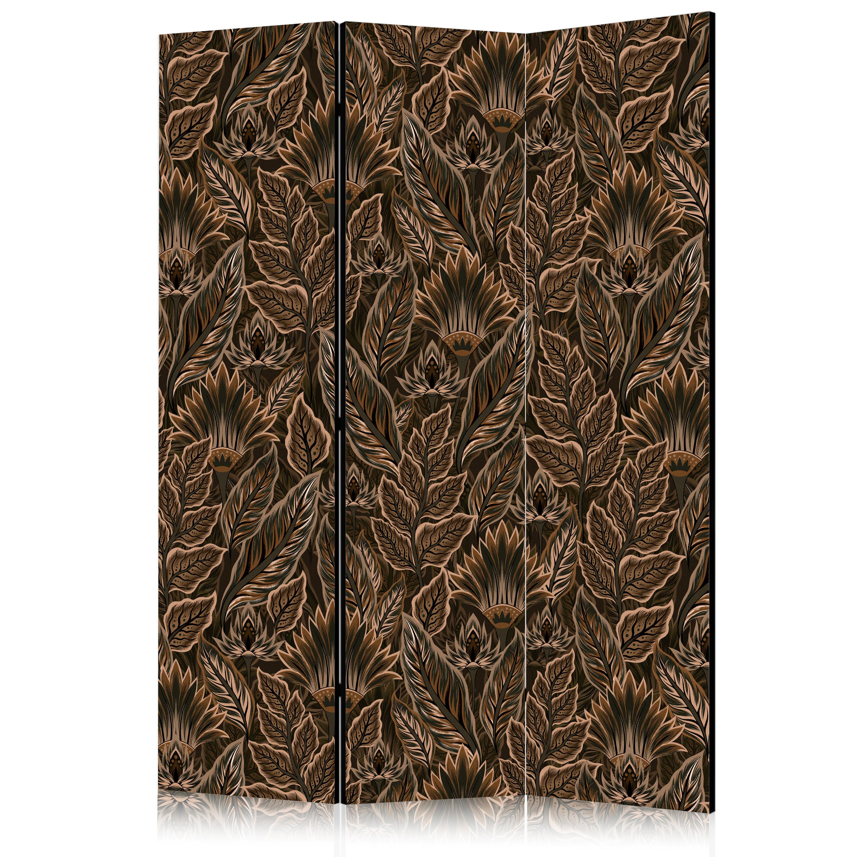 PARAVENT Einseitig Bedruckter 3-tlg 135x172 cm Braune Bl tter - Braun, Holz/Textil (135/172/3cm) - Muralo