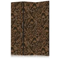 PARAVENT Akustik 3-tlg 135x172 cm Braune Bl tter - Braun, Holz/Textil (135/172/3cm) - Muralo