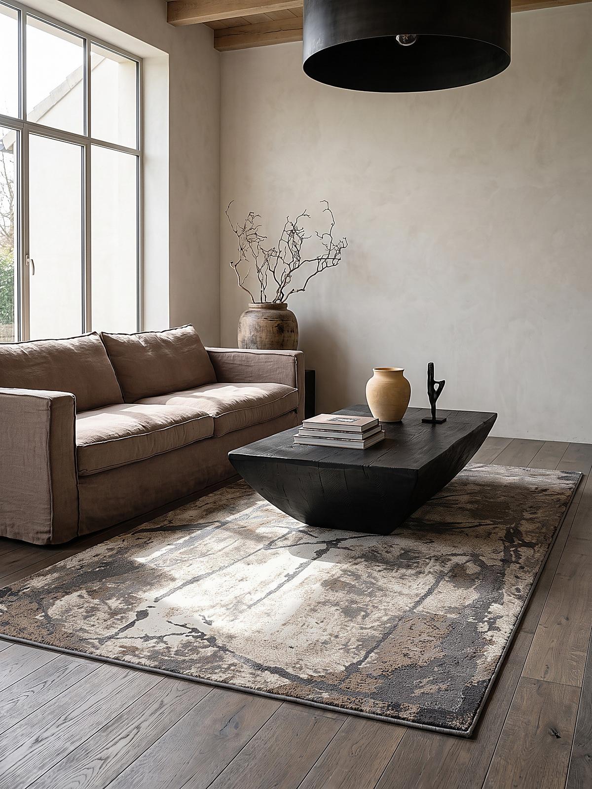 TEPPICH Kurzflor OGLIO Abstrakt Polypropylen-Polyester Natur 80 x 150 cm - Beige, Textil (80/150cm) - KADIMA DESIGN