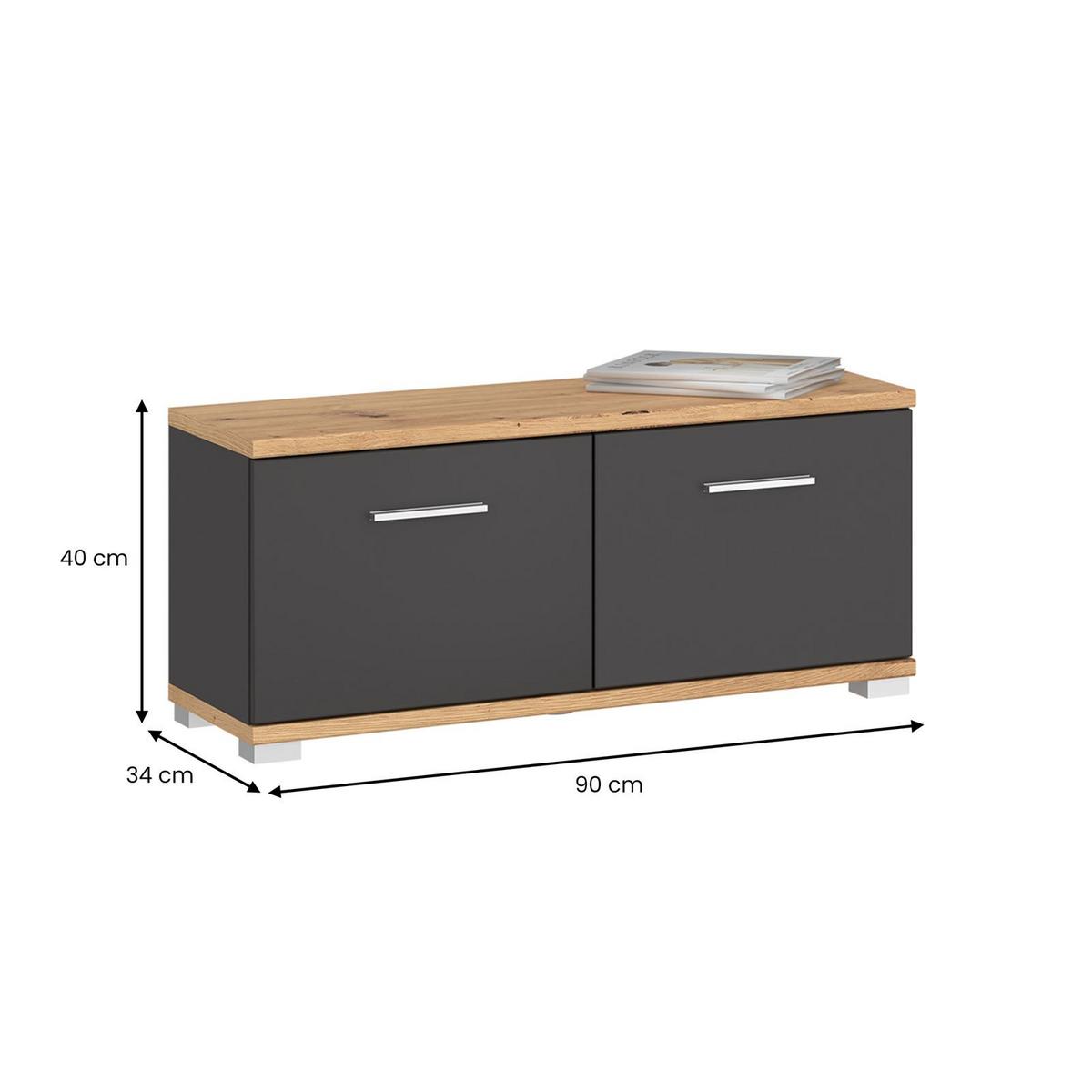SITZBANK BILBAO dunkelgrau, Artisan Eiche - Dunkelgrau, Holzwerkstoff (90/40/34cm) - CARO-Möbel