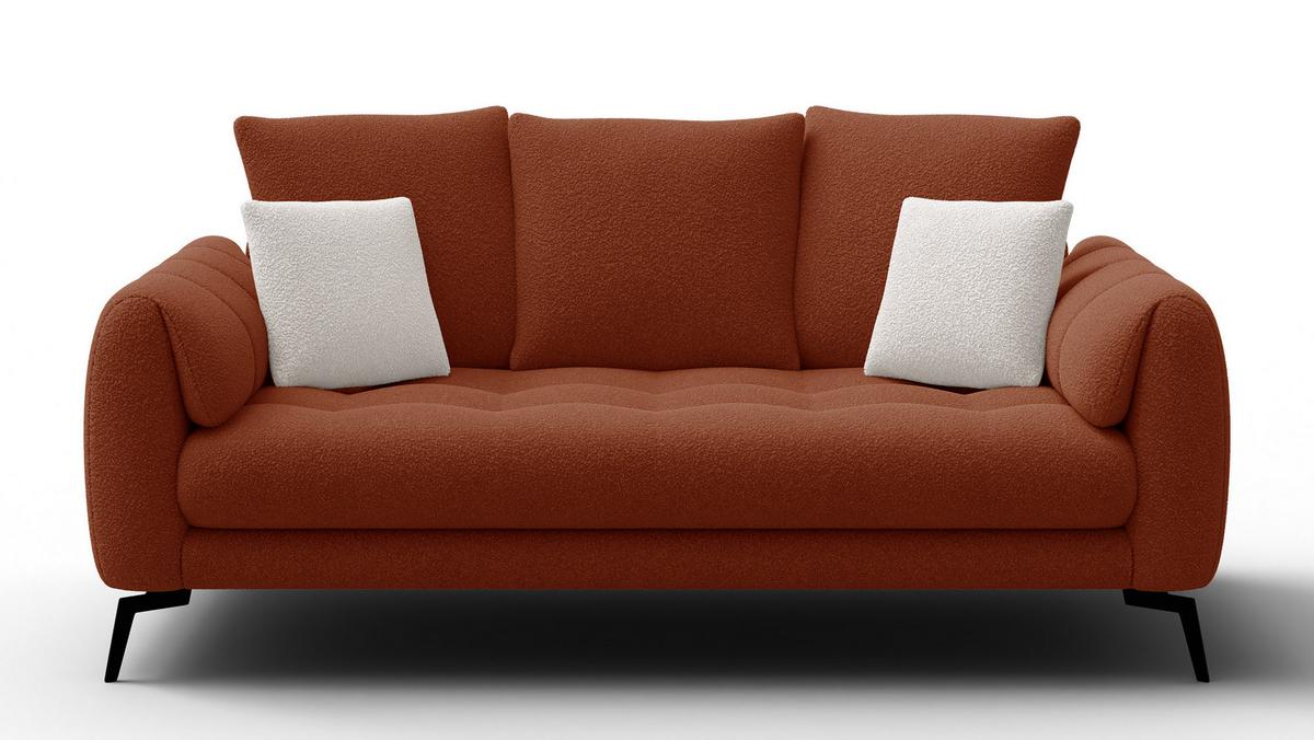 SOFA CALME 2,5-Sitzer, dunkelorange - Dunkelorange/Schwarz, Holz/Textil (199/92/108cm) - Wozimo