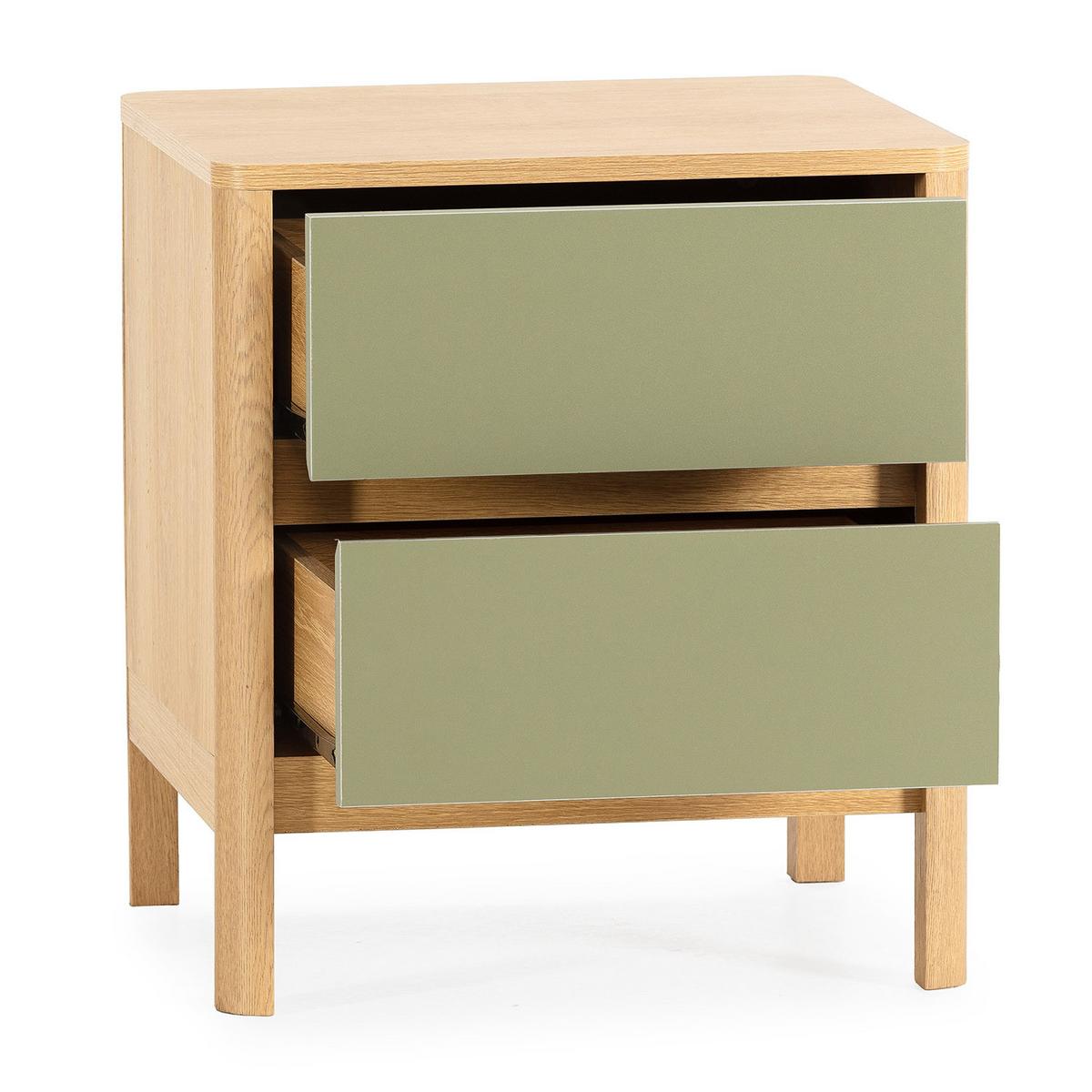 NACHTTISCH Nassau 2 schubladen Eichenfarbe/grün - Grün, Holzwerkstoff (45/50/40cm) - VS Venta-stock