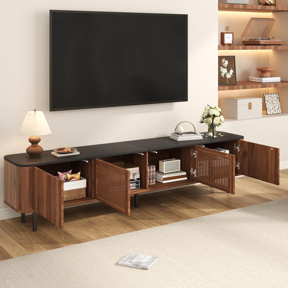 TV LOWBOARD walnuss schwarz modern 190cm stauraum - Walnussfarben, Holzwerkstoff (190/45/35cm) - Urban Meuble