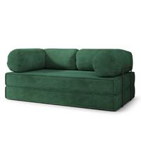 BETTSOFA ALVIO aus Schaumstoff Kordstoff Grün Schlaffunktion - Grün, Textil (170/68/80cm) - MASSENO