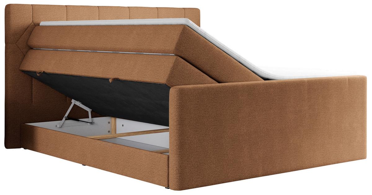 BOXSPRINGBETT KING EIGAR 140/200 Orange Struktur - H3 - Orange, Holz/Textil (140/200cm) - MKS