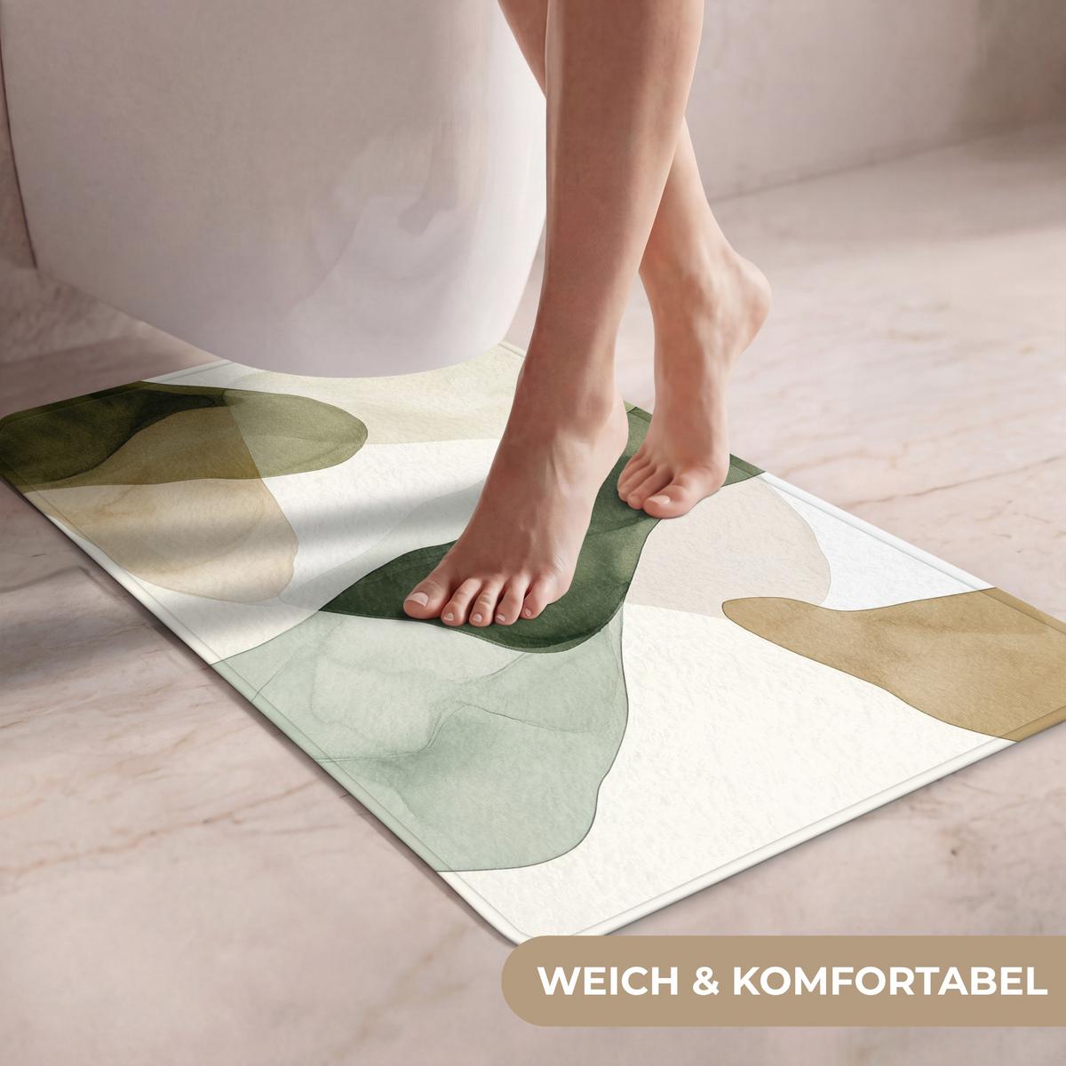 WC-VORLEGER Japandi - Abstrakt - Grün WC Teppich 50x80 cm - Grün, Textil (50/1cm) - OnlyWow