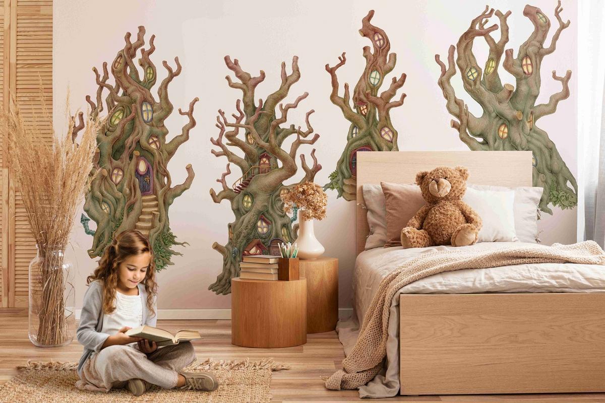 WANDAUFKLEBER 60x108cm - Waldhäuser - Multicolor, Kunststoff (60/108/0.1cm) - Wallfluent