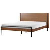 BETT mit Lattenrost 160/200 cm MDF-Platte Dunkelbraun Libermont - Dunkelbraun, Holz (160/200cm) - Beliani