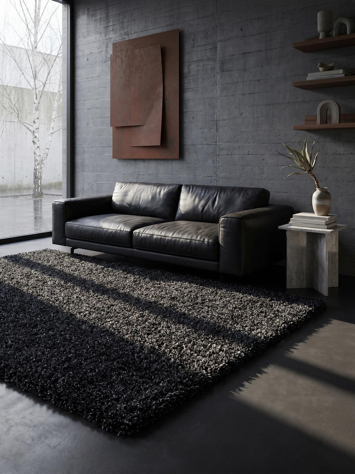 HOCHFLORTEPPICH RHEIN, einfarbig, aus Polypropylen, Anthrazit, 100 x 200 cm - Anthrazit, Textil (200/100cm) - KADIMA DESIGN