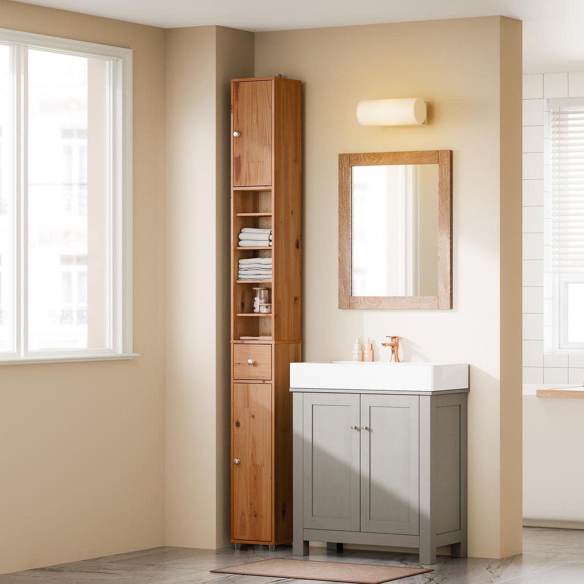 HOCHSCHRANK schmal Natur - Braun, Holz (20/180/20cm) - SoBuy