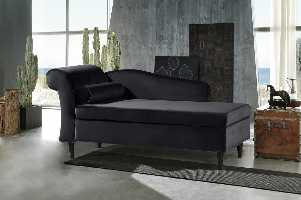 POLSTERLIEGE SARAH Schwarz Webstoff - Schwarz/Braun, Textil (163/77/73cm) - KAWOLA