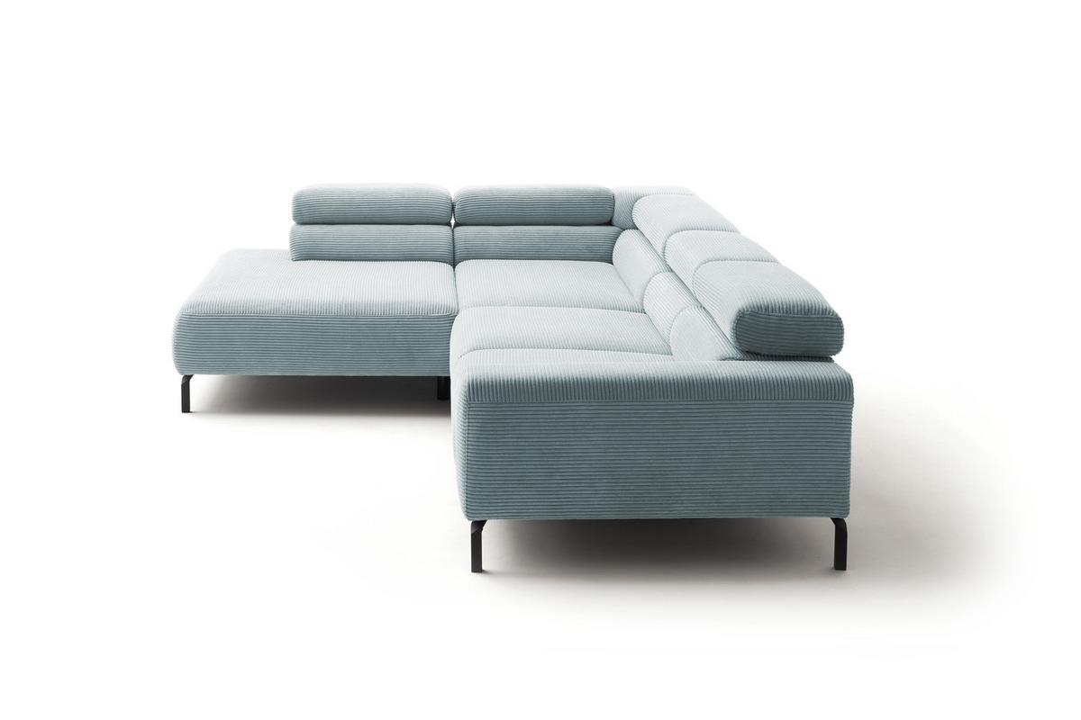 ECKSOFA DELIA Hellblau Cord - Schwarz/Hellblau, Textil/Metall (276/219cm) - KAWOLA