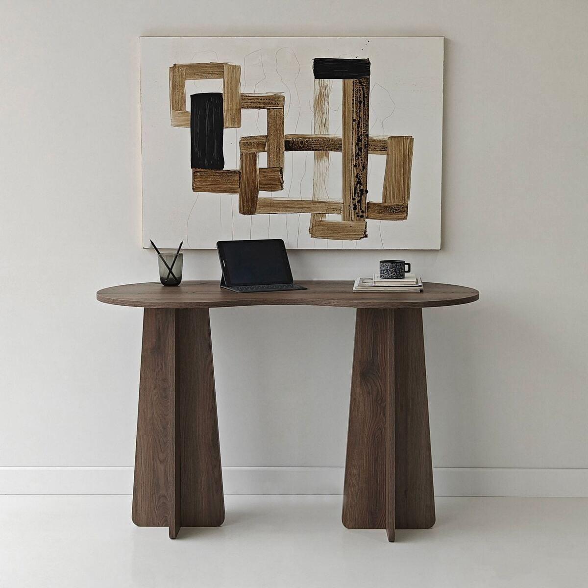 SCHREIBTISCH mit organisch-form Tischplatte 120/60/75 cm - Naturfarben, Holzwerkstoff (8.5/60/75cm) - Calicosy