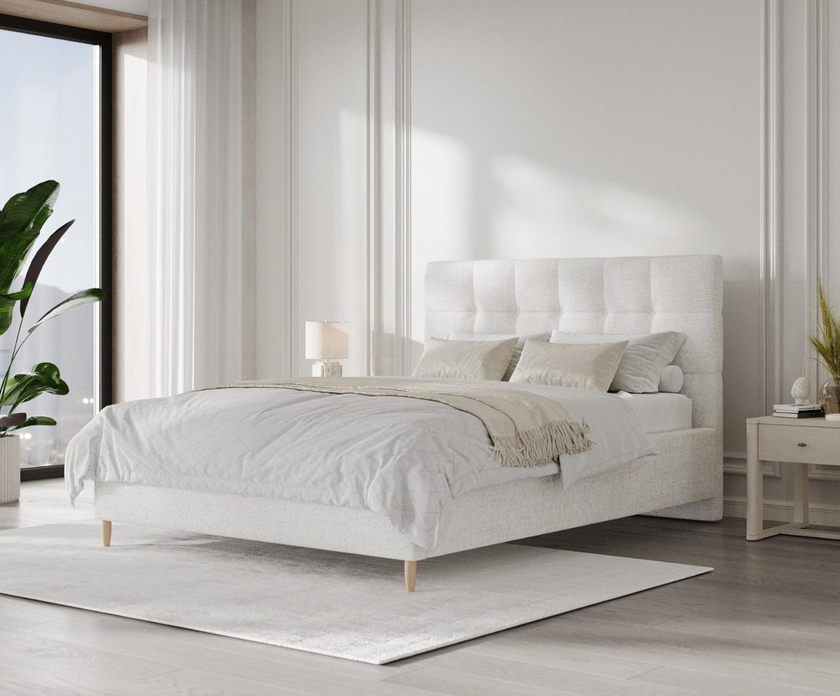 POLSTERBETT Cora 120/200 cm Creme im Neve Stoff - Creme/Naturfarben, Holz/Holzwerkstoff (120/200cm) - AltaBeds