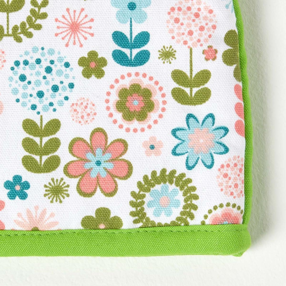 TEA COSY – Stoff-Teewärmer Retro-Blumen - Grün, Textil (36/24/36cm) - Homescapes