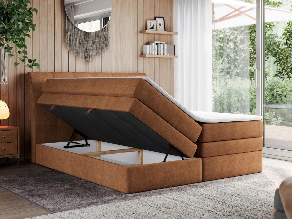 BOXSPRINGBETT GOLD-10 KING 160/200 Orange Struktur - H3 - Orange, Holz/Textil (160/200cm) - MKS