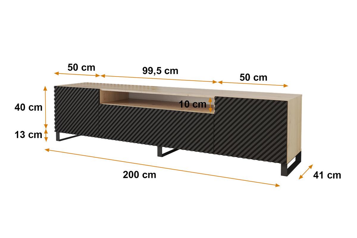 LOWBOARD ZENO-S 200x53x41 cm - Artisan / Schwarz - Hellbraun/Schwarz, Holzwerkstoff (200/53/41cm) - ALTDECOR