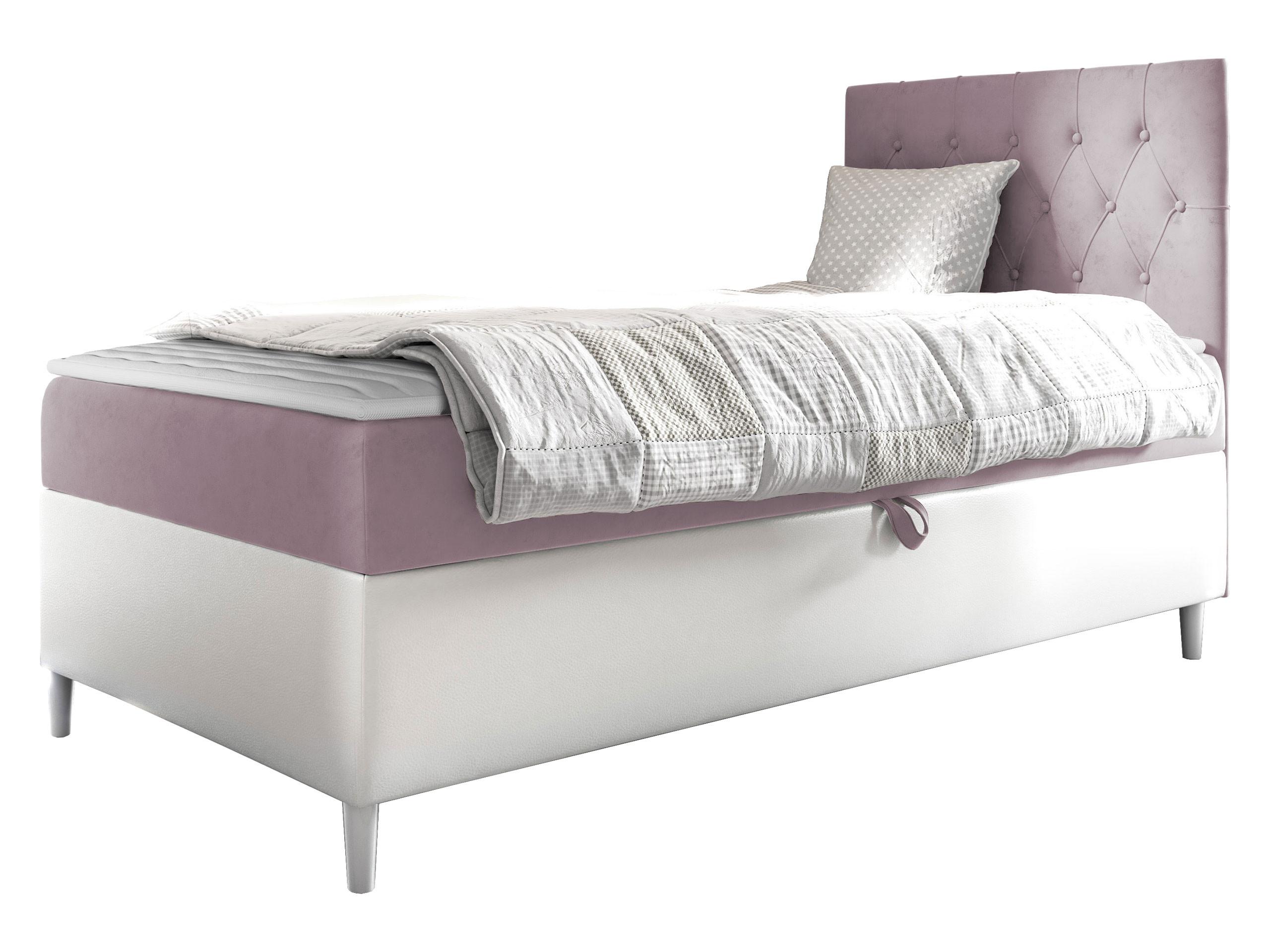 BOXBETT Filip Junior 1, Seite zum Öffnen des Bettkastens: Rechts - H3 - Weiß/Rosa, Holz (90/200cm) - MIRJAN24