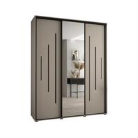 SCHWEBETÜRENSCHRANK 235,2/190/60 3-türig - Kaschmir/Schwarz, Holz/Metall (190/235.2/60cm) - MÖBEL KRYSPOL