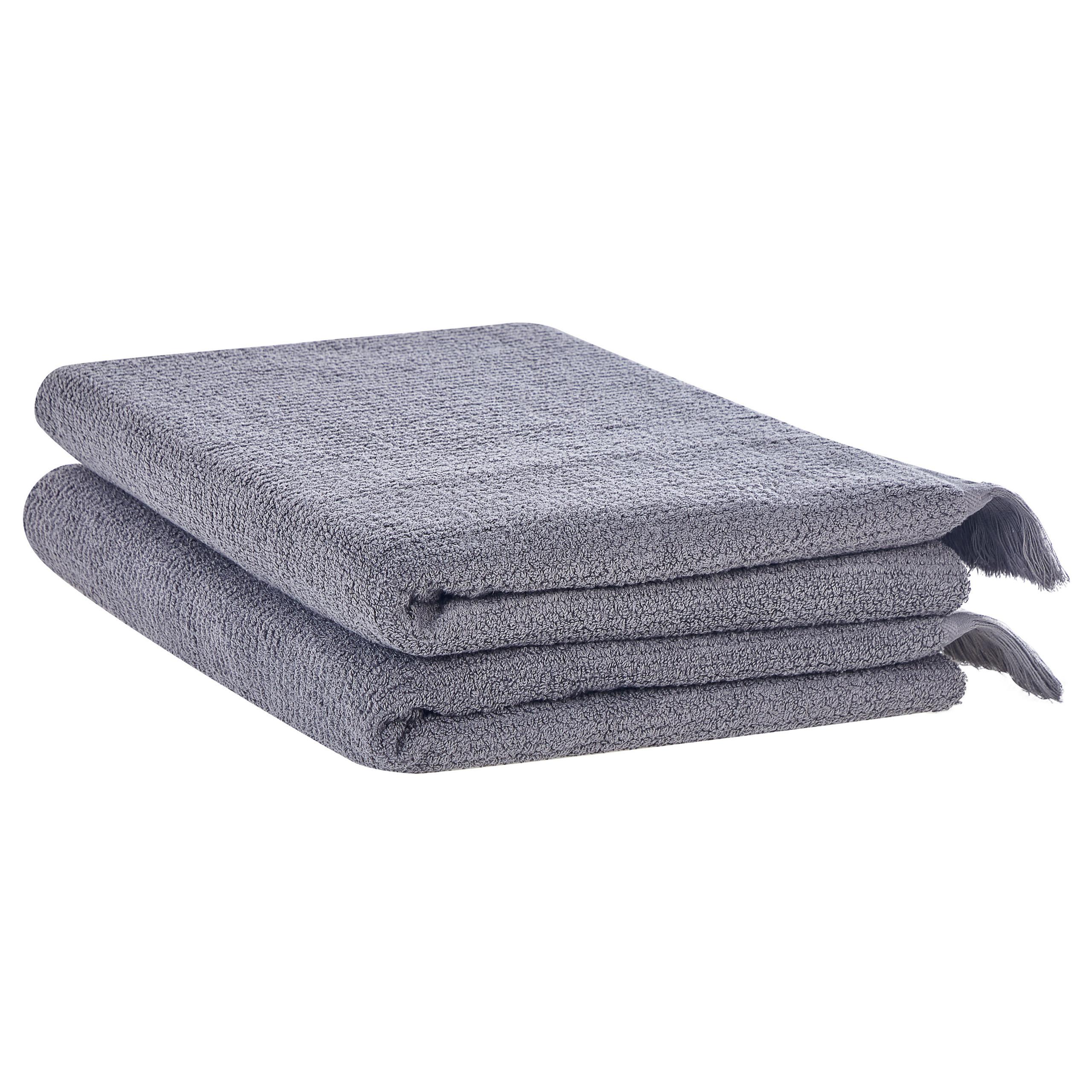 BADEHANDTUCH 2-teilig Grau Atiu - Grau, Textil (100/150cm) - Beliani