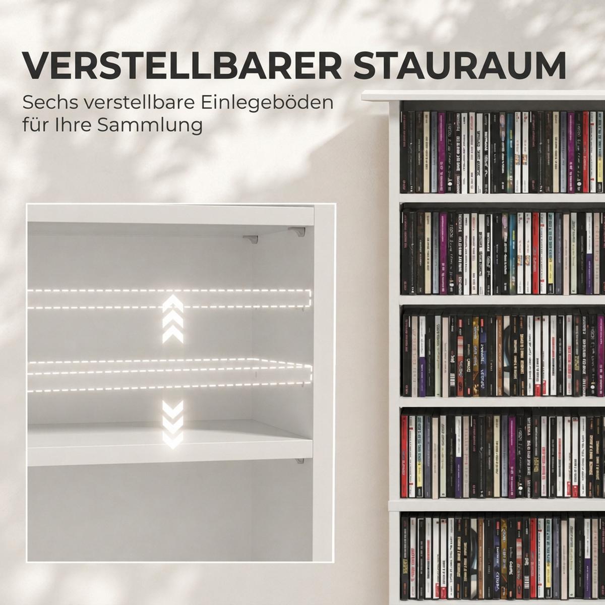 MEDIENSCHRANK Holzspanplatte Weiß - Weiß, Holzwerkstoff (24/126.3/58cm) - HOMCOM