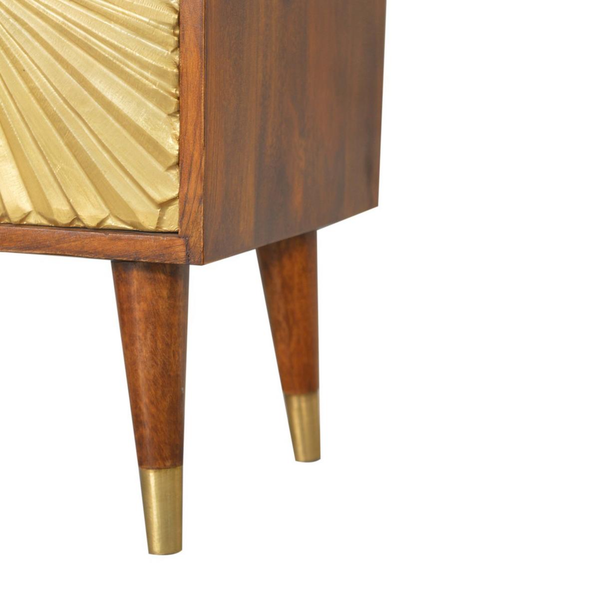 NACHTTISCH Kastanien-Finish, 2 Schubladen, Gold und Braun - Goldfarben/Braun, Holz (35/60/40cm) - Artisan Furniture