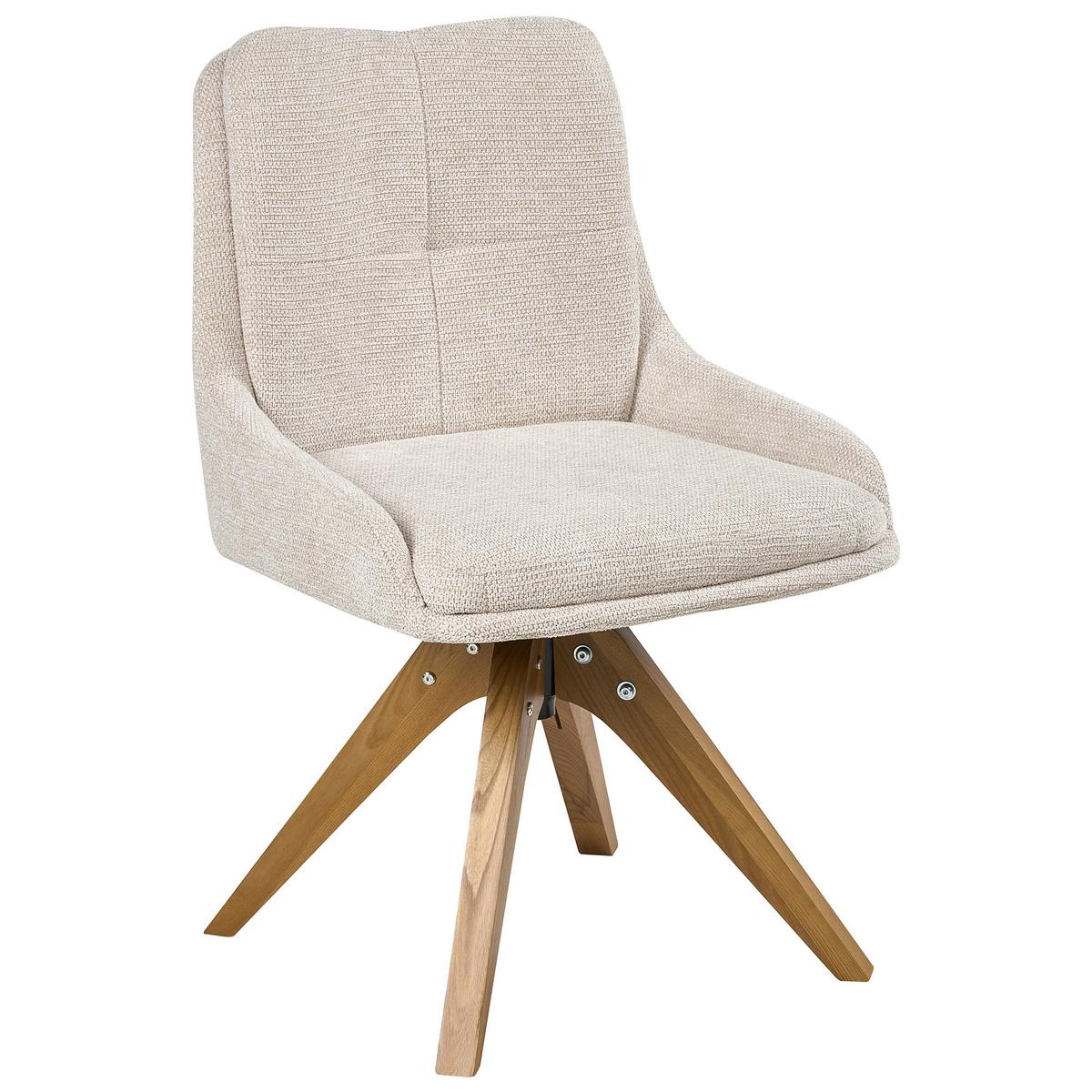 ESSZIMMERSTUHL 2er Set drehbar Stoff Hellbeige Dorris - Beige, Textil (64/86/66cm) - Beliani