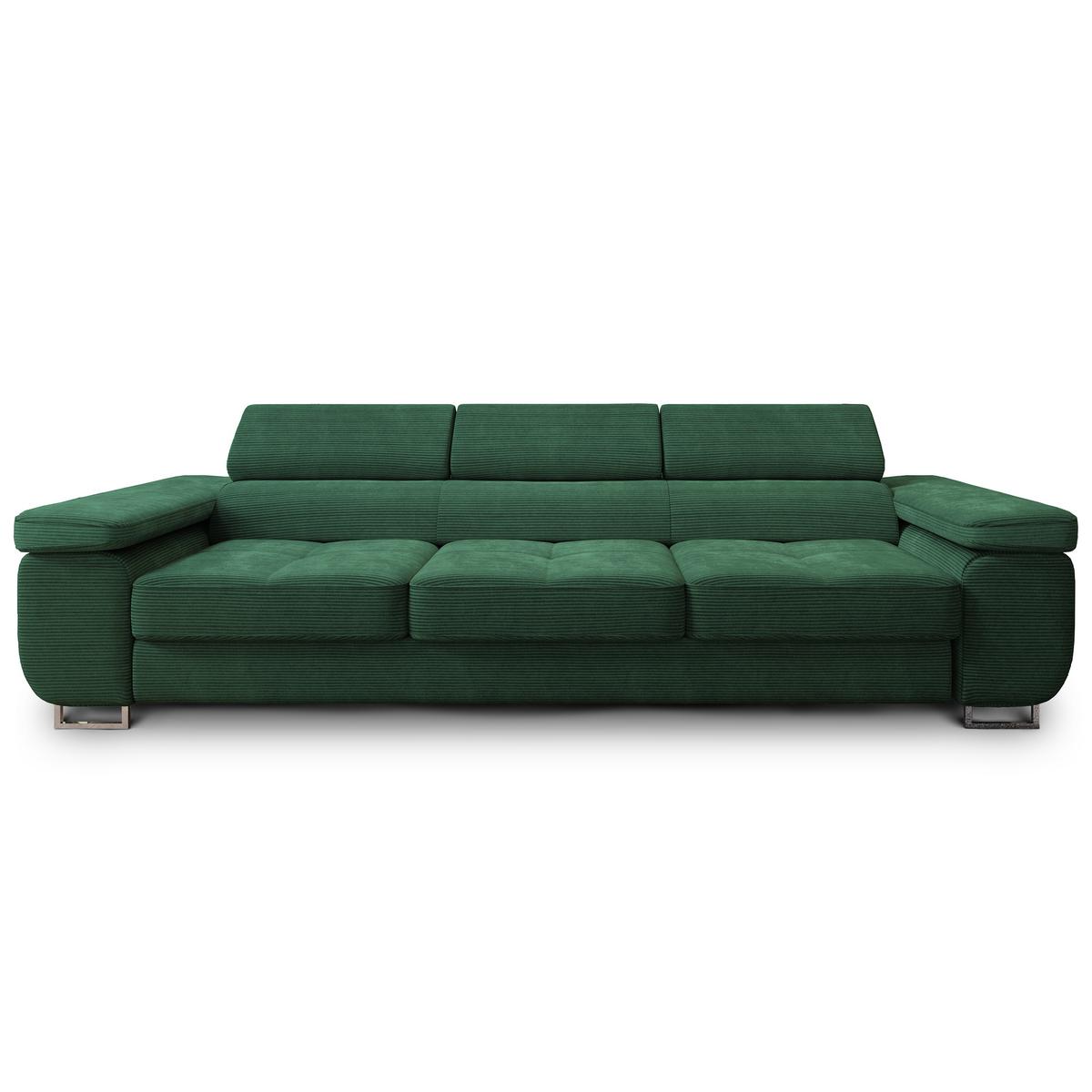 BETTSOFA MOSINE Grün Kordstoff mit Schlaffunktion - Grün, Textil (281/87/98cm) - MASSENO