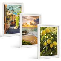 BILDER SET 3er Set - 40x60 cm Weißer Rahmen - Straßen, Meer, Strand, Zitrusbäume - Weiß, Kunststoff (40/60cm) - TULUP