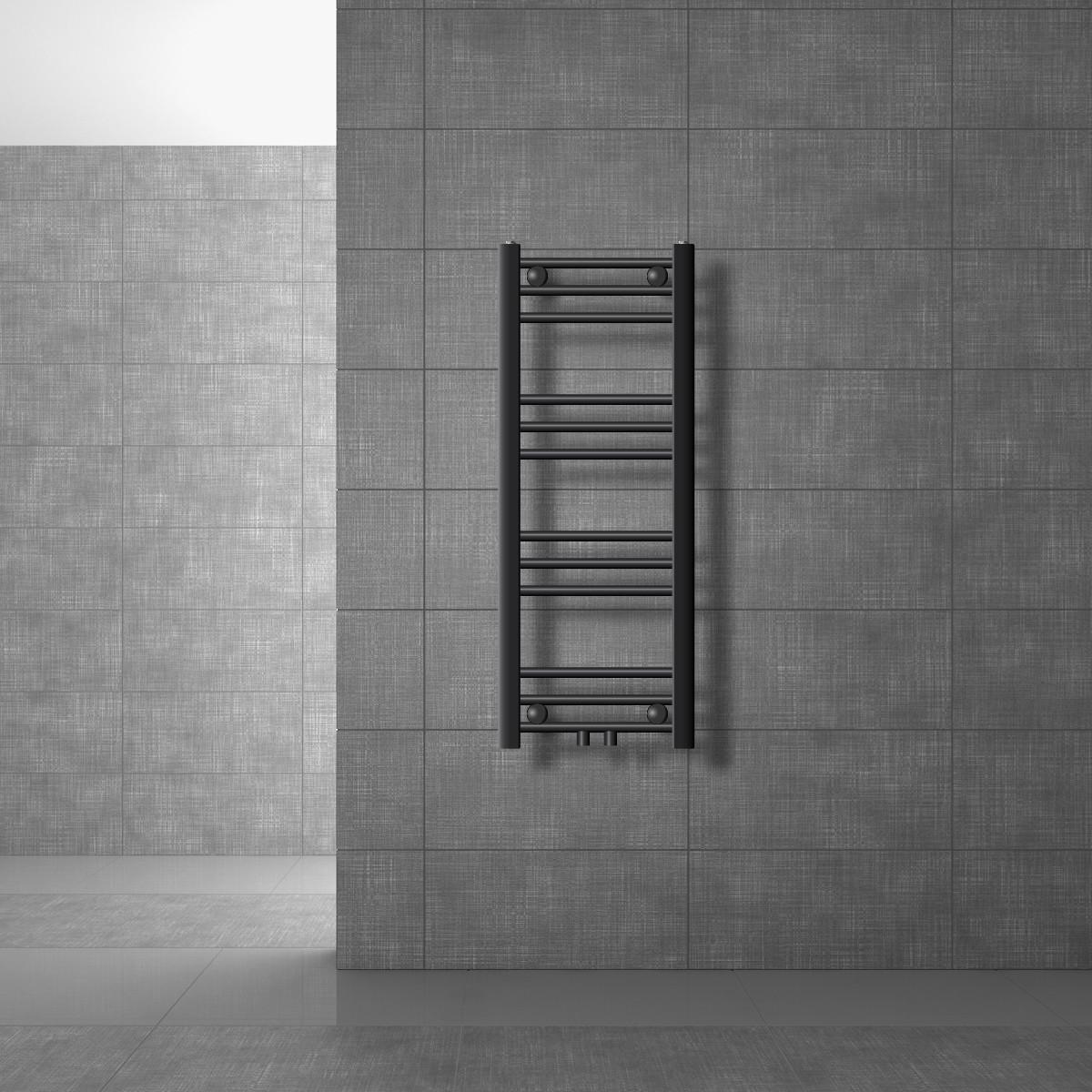 BADHEIZKÖRPER Sahara 300x800 mm Anthrazit gerade mit Mittelanschluss - Anthrazit, Metall (30/80/3cm) - LuxeBath