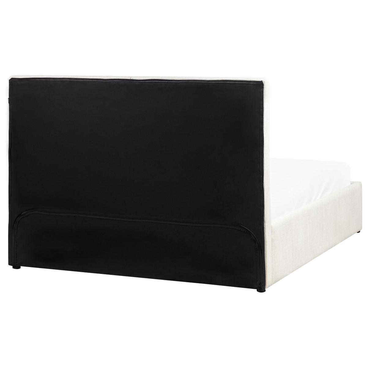 BETT mit Stauraum 160/200 cm Stoff Cremeweiß Castelnavet - Creme, Textil (160/200cm) - Beliani