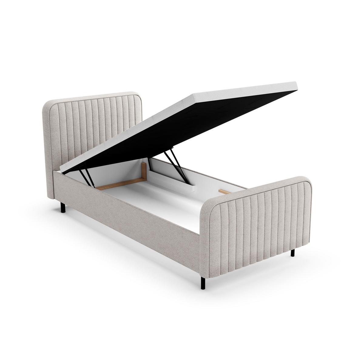 POLSTERBETT Lami 90x200, Einzelbett mit Bettkasten, ohne Matratze, Beige - Beige/Schwarz, Textil/Metall (90/200cm) - Beautysofa