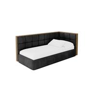 EINZELLBETT Jugendbett mit Bettkasten und Matratze H3/H4, Links - SOVY 80x200 Schwarz - Schwarz, Holzwerkstoff/Textil (80/200cm) - ALTDECOR