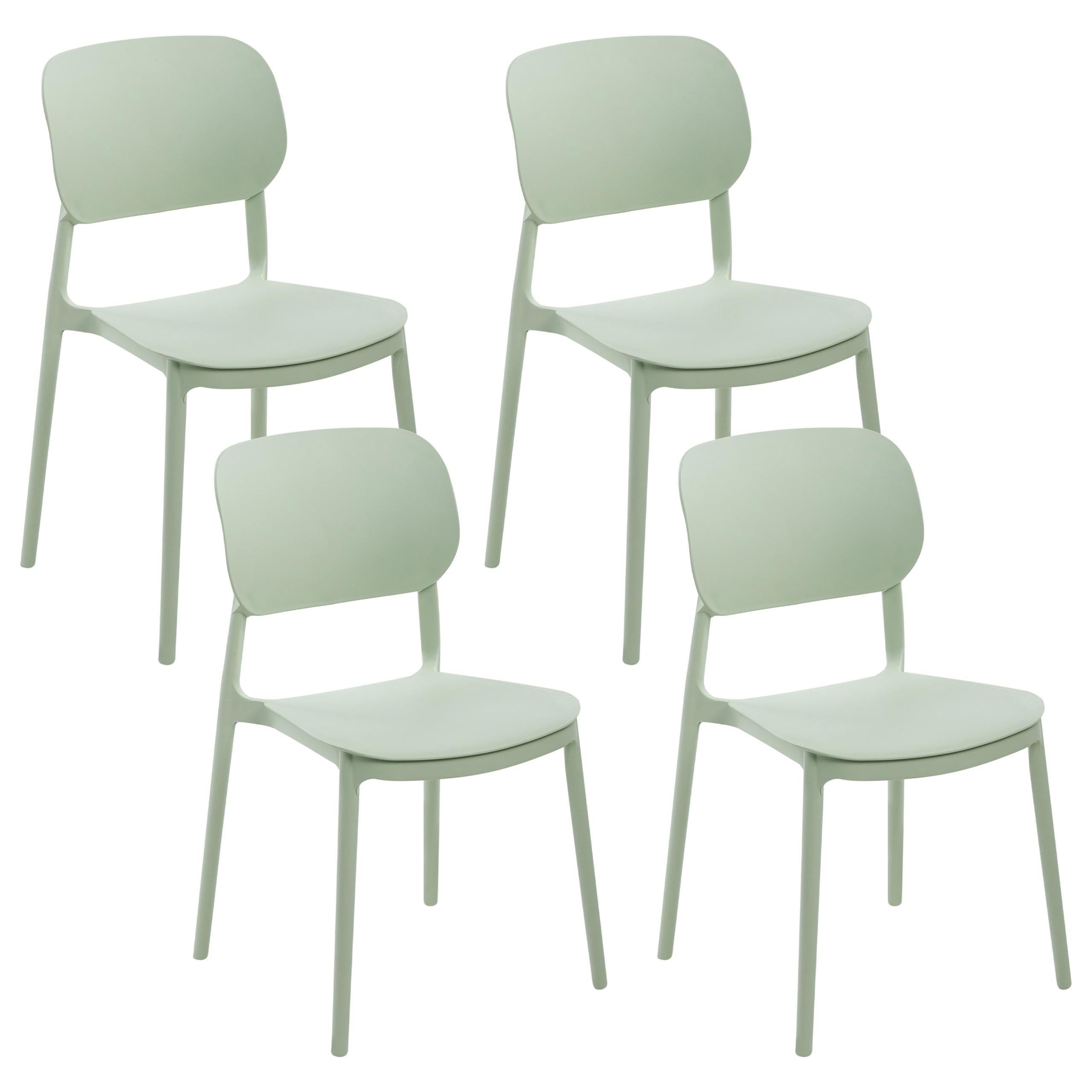 GARTENSTUHL 4er-Set Hellgrün Tupiza - Hellgrün, Kunststoff (47/82/48cm) - Beliani