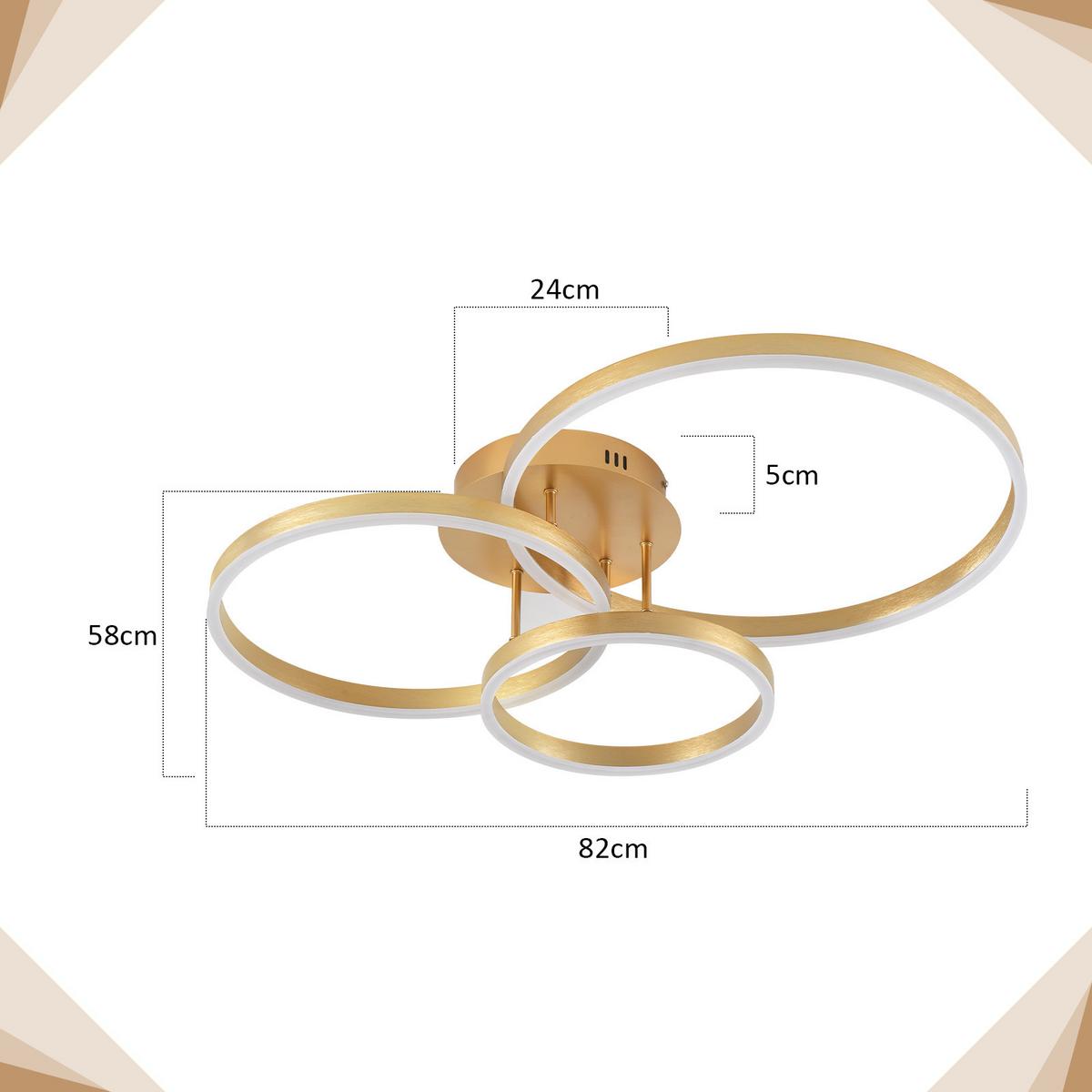 LED-DECKENLEUCHTE Peldar 58.0/82.0/16.0 cm - Goldfarben, Metall (82/58/16cm) - ZMH