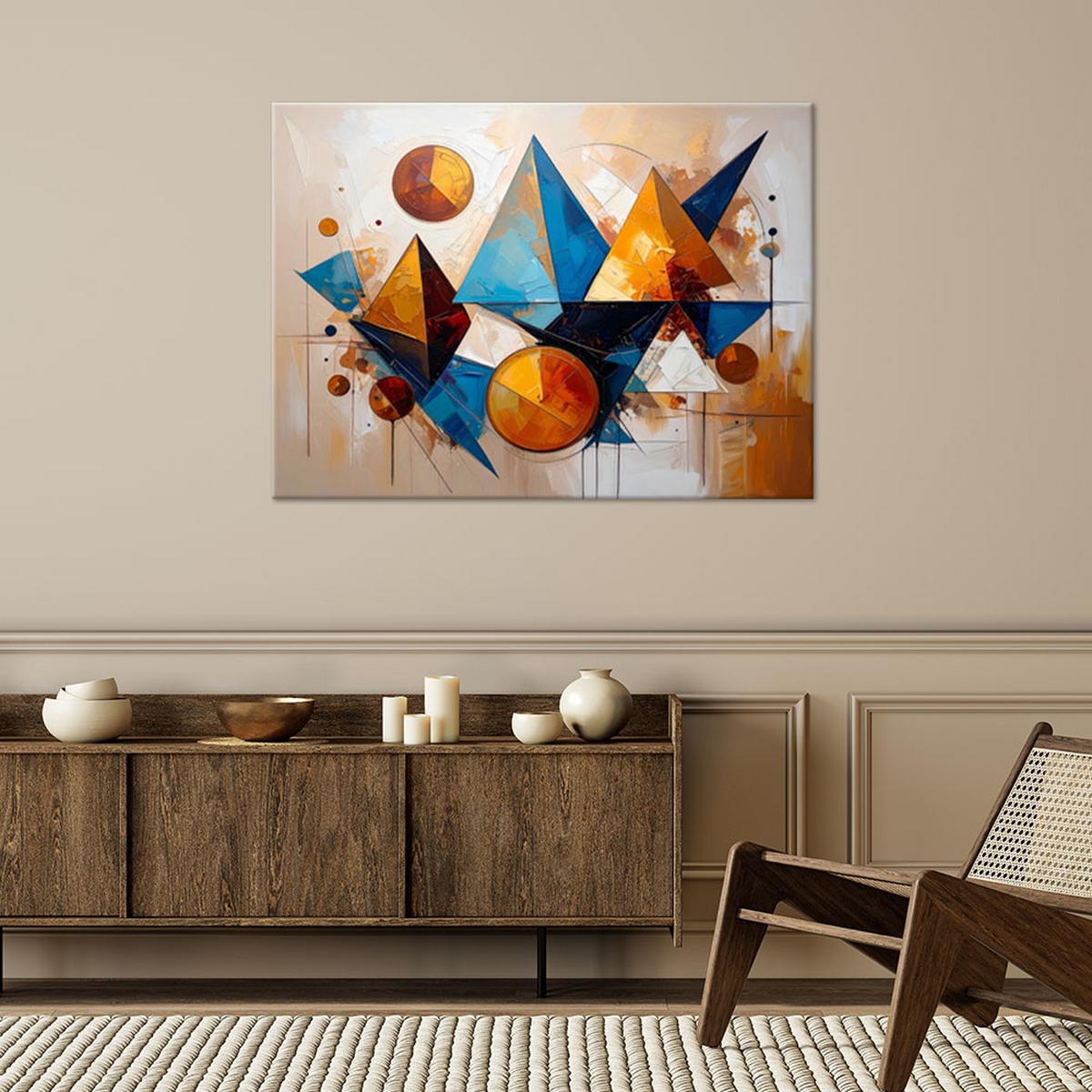 LEINWANDBILD Geometrie Bunte Dreiecke 100x70cm - Beige, Textil (100/70cm) - Feeby